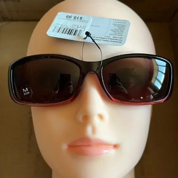 Solar Shield Fits Over Polarized Floral Ombré Sunglasses Maroon Red - Picture 10 of 10